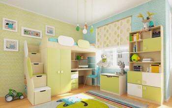 Детская комната Эппл (Зеленый/Белый/корпус Клен) в Горячегорске - goryachegorsk.mebel54.com | фото