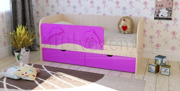 Друзья Кровать детская 2 ящика 1.6 Фиолетовый глянец в Горячегорске - goryachegorsk.mebel54.com | фото