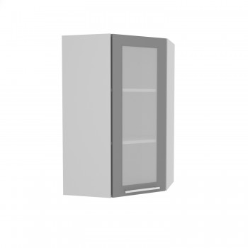 Гарда ВПУС 550 шкаф верхний угловой со стеклом высокий (Белый Эмалит/корпус Серый) в Горячегорске - goryachegorsk.mebel54.com | фото