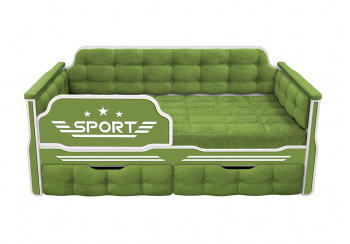 Кровать 160 серии Спорт 2 ящика 76 Зелёный (мягкие боковые накладки) в Горячегорске - goryachegorsk.mebel54.com | фото