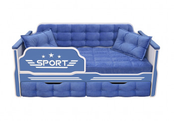 Кровать 160 серии Спорт 2 ящика 85 Синий (подушки) в Горячегорске - goryachegorsk.mebel54.com | фото