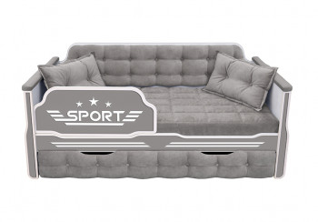 Кровать 190 серии Спорт 1 ящик 45 Серый (подушки) в Горячегорске - goryachegorsk.mebel54.com | фото