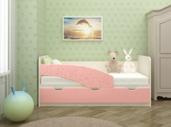 Кровать Бабочки 1,8м (Розовый металлик) в Горячегорске - goryachegorsk.mebel54.com | фото
