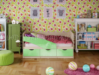 Кровать Бабочки 2,0м (Салатовый металлик) в Горячегорске - goryachegorsk.mebel54.com | фото