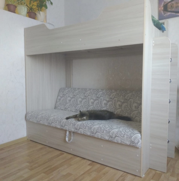 Кровать двухъярусная с диваном (Беленый дуб) в Горячегорске - goryachegorsk.mebel54.com | фото