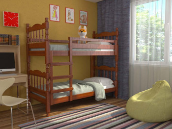 Кровать двухъярусная Соня из массива сосны 800*1890 Орех в Горячегорске - goryachegorsk.mebel54.com | фото