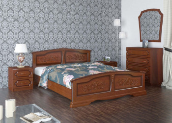 Кровать Елена из массива сосны 1200*2000 Орех в Горячегорске - goryachegorsk.mebel54.com | фото