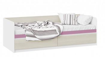 Кровать «Сканди» с 2 ящиками Дуб Гарден/Белый/Лиловый в Горячегорске - goryachegorsk.mebel54.com | фото