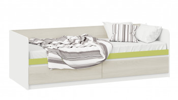Кровать «Сканди» с 2 ящиками Дуб Гарден/Белый/Зеленый в Горячегорске - goryachegorsk.mebel54.com | фото