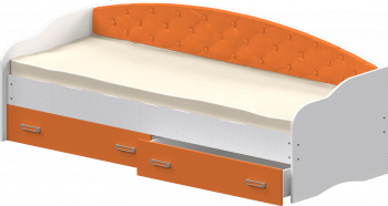 Кровать Софа-8 с мягкой спинкой (900х1900) Белый/Оранжевый в Горячегорске - goryachegorsk.mebel54.com | фото