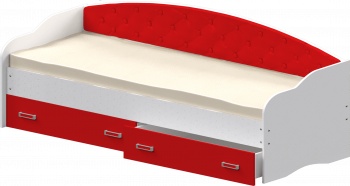Кровать Софа-8 с мягкой спинкой (900х2000) Белый/Красный в Горячегорске - goryachegorsk.mebel54.com | фото