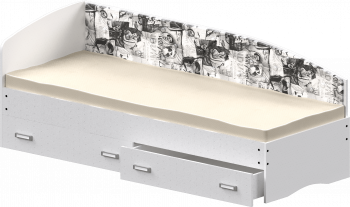 Кровать Софа-9 с мягкой спинкой с рисунком Милана (900х2000) Белый в Горячегорске - goryachegorsk.mebel54.com | фото