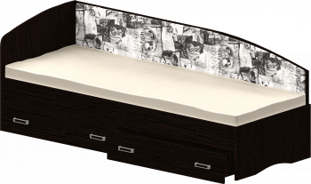 Кровать Софа-9 с мягкой спинкой с рисунком Милана (900х2000) Венге в Горячегорске - goryachegorsk.mebel54.com | фото