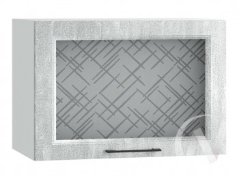 Либерти Шкаф верхний горизонтальный со стеклом ШВГС 609 (Холст грей/корпус белый) в Горячегорске - goryachegorsk.mebel54.com | фото