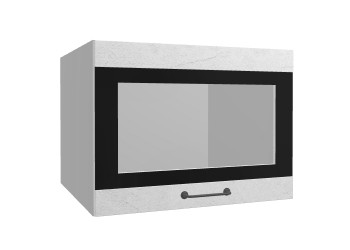 Лофт ВПГСФ 600 шкаф верхний горизонтальный со стеклом высокий с фотопечатью (Штукатурка белая/корпус Серый) в Горячегорске - goryachegorsk.mebel54.com | фото