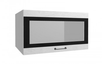 Лофт ВПГСФ 800 шкаф верхний горизонтальный со стеклом высокий с фотопечатью (Штукатурка белая/корпус Серый) в Горячегорске - goryachegorsk.mebel54.com | фото
