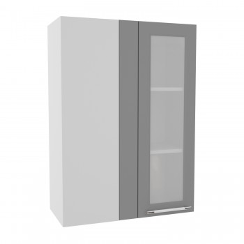 Лофт ВПУС 650 шкаф верхний угловой со стеклом высокий (Штукатурка белая/корпус Серый) в Горячегорске - goryachegorsk.mebel54.com | фото