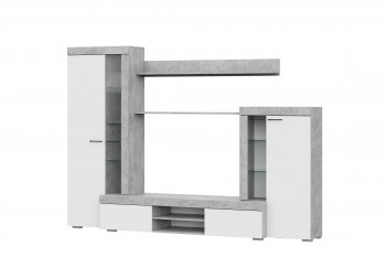 Мебель для гостиной МГС 5 Цемент светлый / Белый в Горячегорске - goryachegorsk.mebel54.com | фото