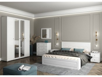 Модульная спальня Барселона (Белый/Белый глянец) в Горячегорске - goryachegorsk.mebel54.com | фото