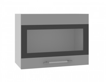 Ройс ВПГСФ 600 Шкаф верхний горизонтальный со стеклом с фотопечатью высокий (Графит софт/корпус Серый) в Горячегорске - goryachegorsk.mebel54.com | фото