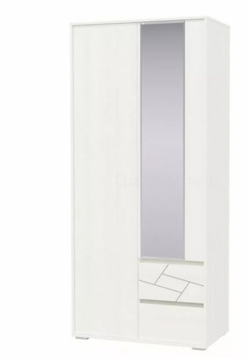 Шкаф 2-х дверный с ящиками Аделина 1000 Рамух белый в Горячегорске - goryachegorsk.mebel54.com | фото