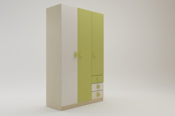 Шкаф 3-х створчатый с ящиками Эппл (Зеленый/Белый/корпус Клен) в Горячегорске - goryachegorsk.mebel54.com | фото