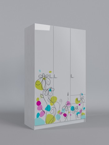 Шкаф 3-х створчатый с ящиками Флёр (Белый/корпус Выбеленное дерево) в Горячегорске - goryachegorsk.mebel54.com | фото