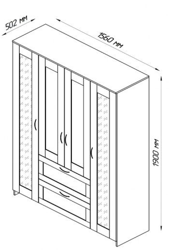 Шкаф четырехдверный Сириус с 2 зеркалами и 2 ящиками дуб венге в Горячегорске - goryachegorsk.mebel54.com | фото