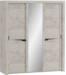 Шкаф трехдверный Соренто с раздвижными дверями Дуб бонифаций/Кофе структурный матовый в Горячегорске - goryachegorsk.mebel54.com | фото