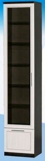 Шкаф высокий с ящиком и стеклодверью ДЛЯ ГОСТИНОЙ ШВЯС-450 Венге/Дуб выбеленный в Горячегорске - goryachegorsk.mebel54.com | фото