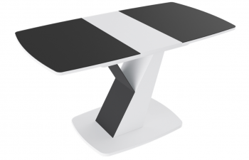 Стол обеденный «Гарда» Тип 1 (Белый/Стекло матовое черный графит) в Горячегорске - goryachegorsk.mebel54.com | фото
