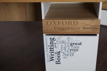 Стол с ящиками «Оксфорд» (Ривьера/Белый с рисунком) в Горячегорске - goryachegorsk.mebel54.com | фото